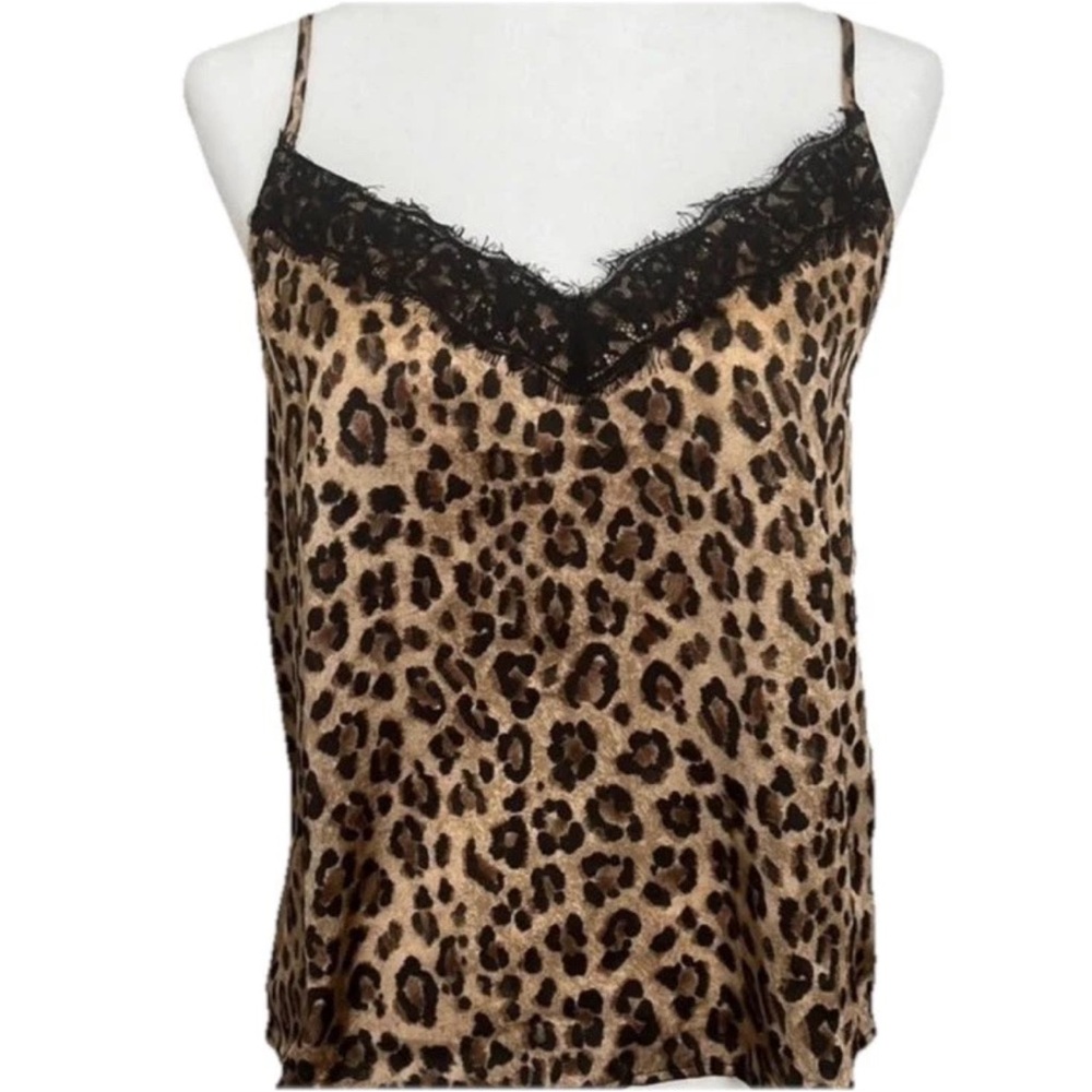 Abound Leopard Print Cami with Black Lace XS